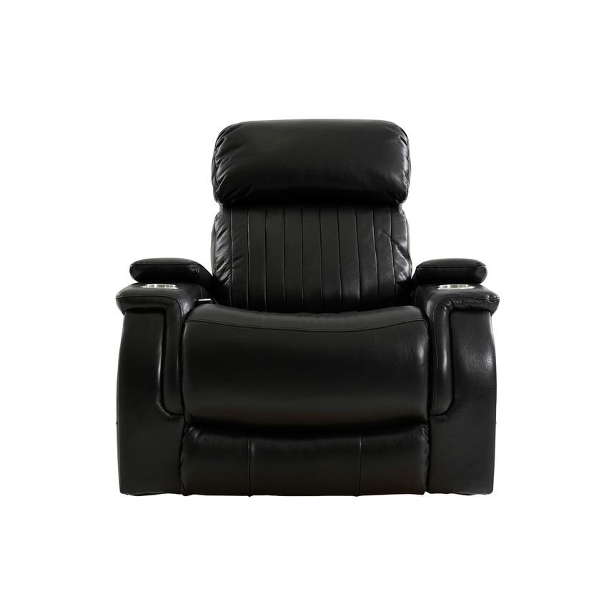 Obsidian Leather Power Recliner w/Massage & Heat  main image, 1 of 13 images.