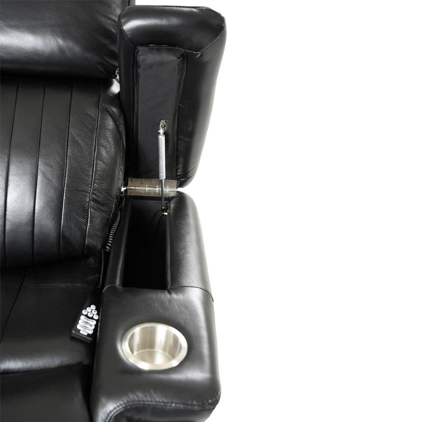 Obsidian Leather Power Recliner w/Massage & Heat  alternate image, 10 of 13 images.