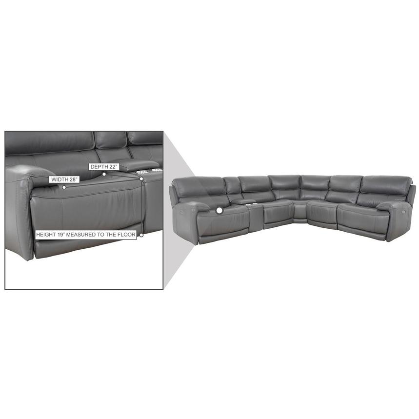 Cody Gray Leather Power Reclining Sectional with 6PCS/3PWR  alternate image, 10 of 10 images.