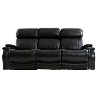 Obsidian Leather Power Reclining Sofa w/Massage & Heat
