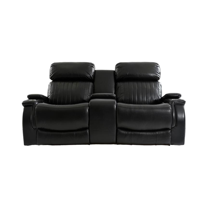 Obsidian w/Console Leather Power Reclining Sofa w/Massage & Heat  main image, 1 of 15 images.