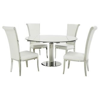 Tami Faux Mable/Joy White 5-Piece Dining Set