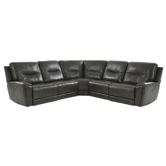 Lewen Leather Power Reclining Sectional In 2020 Reclining Sectional Sectional Sofa With Recliner Reclining Sofa