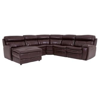 Napa Burdy Leather Power Reclining, Leather Sectional Left Chaise