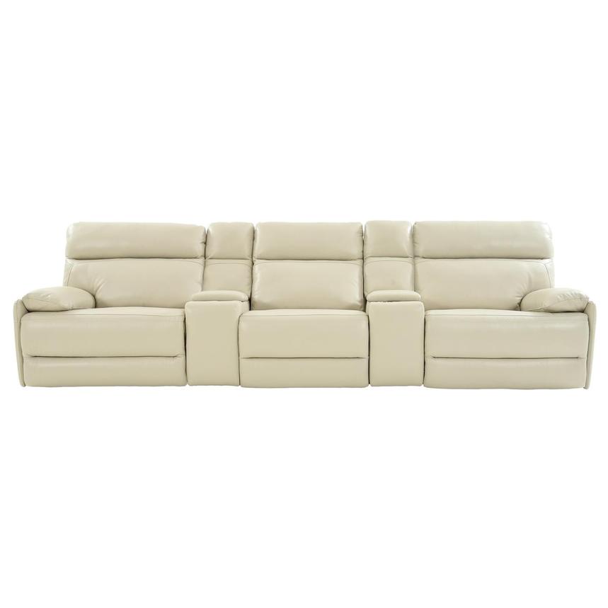 Benz Cream Home Theater Leather Seating with 5PCS/2PWR  main image, 1 of 12 images.