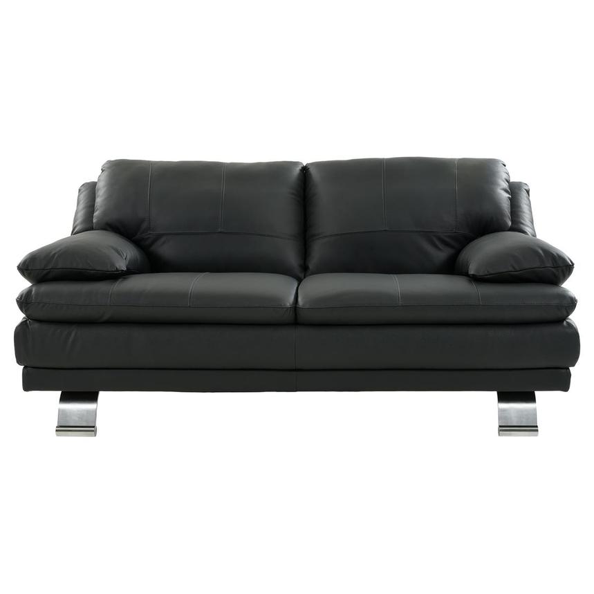 Rio Dark Gray Leather Loveseat  main image, 1 of 7 images.