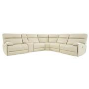 Benz Cream Leather Power Reclining Sectional with 6PCS/2PWR  main image, 1 of 11 images.