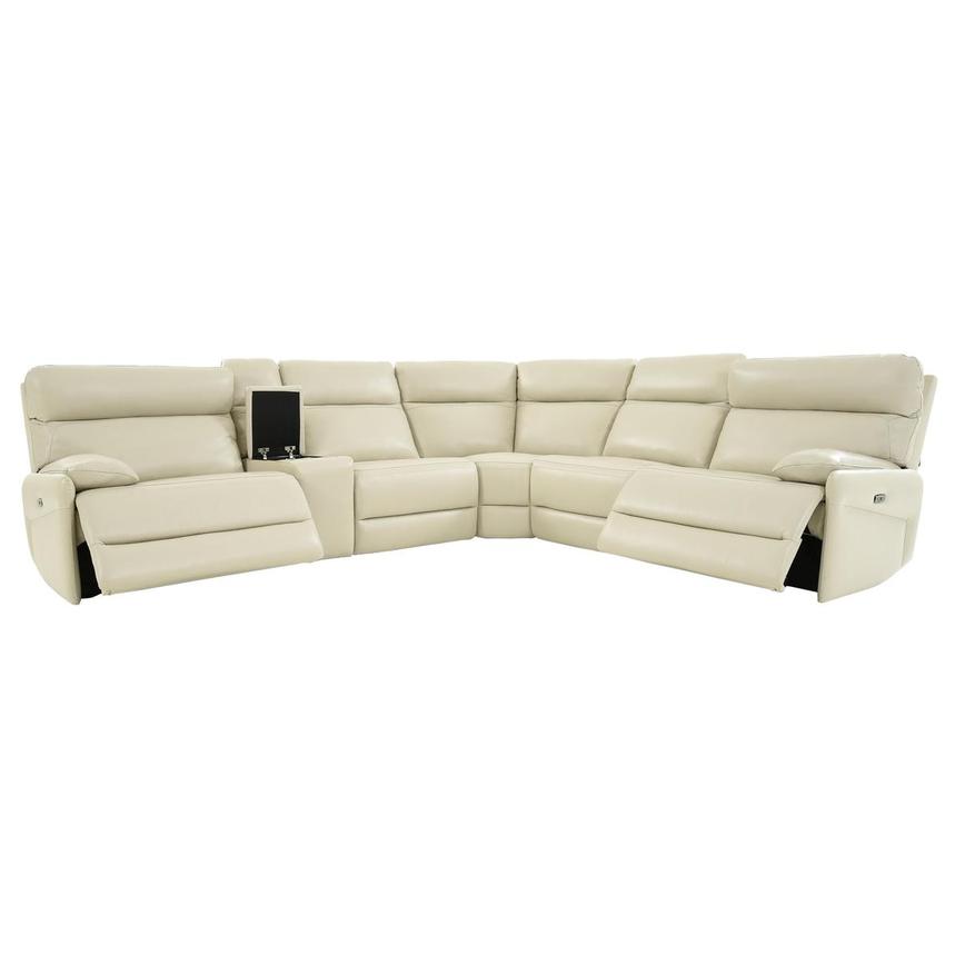 Benz Cream Leather Power Reclining Sectional with 6PCS/2PWR  alternate image, 2 of 11 images.