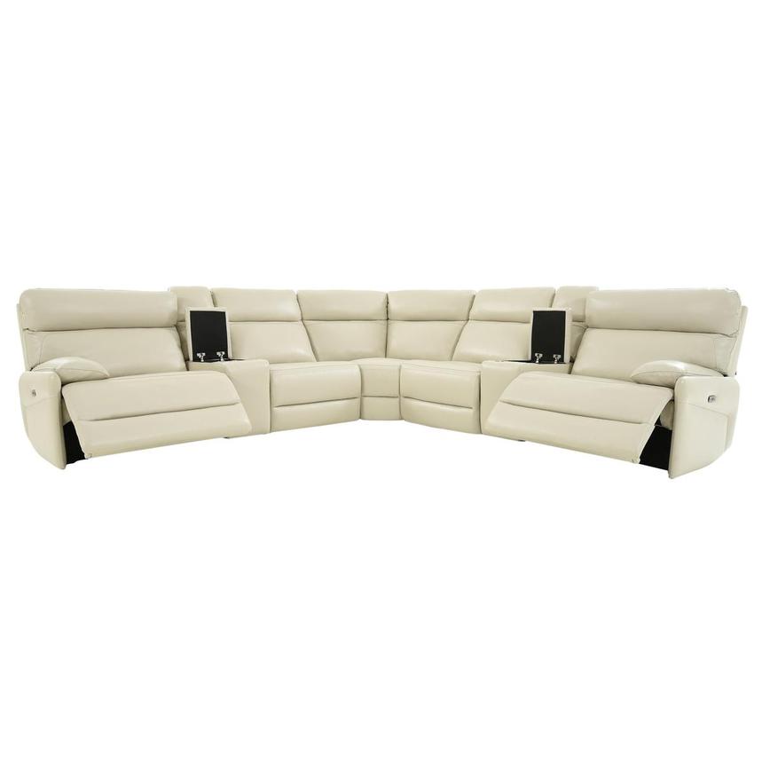 Benz Cream Leather Power Reclining Sectional with 7PCS/3PWR  alternate image, 2 of 11 images.