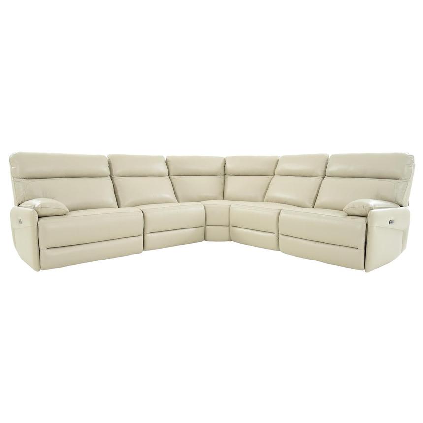 Benz Cream Leather Power Reclining Sectional with 5PCS/3PWR main image, 1 of 9 images.