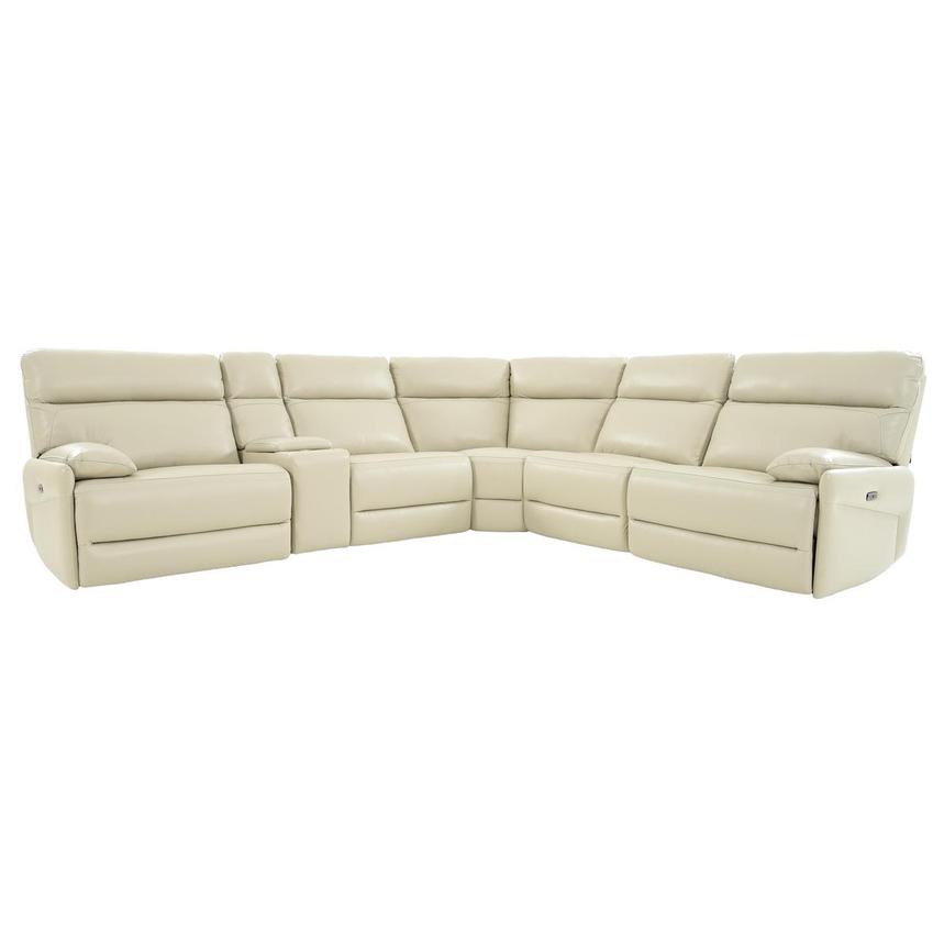 Benz Cream Leather Power Reclining Sectional with 6PCS/2PWR main image, 1 of 11 images.