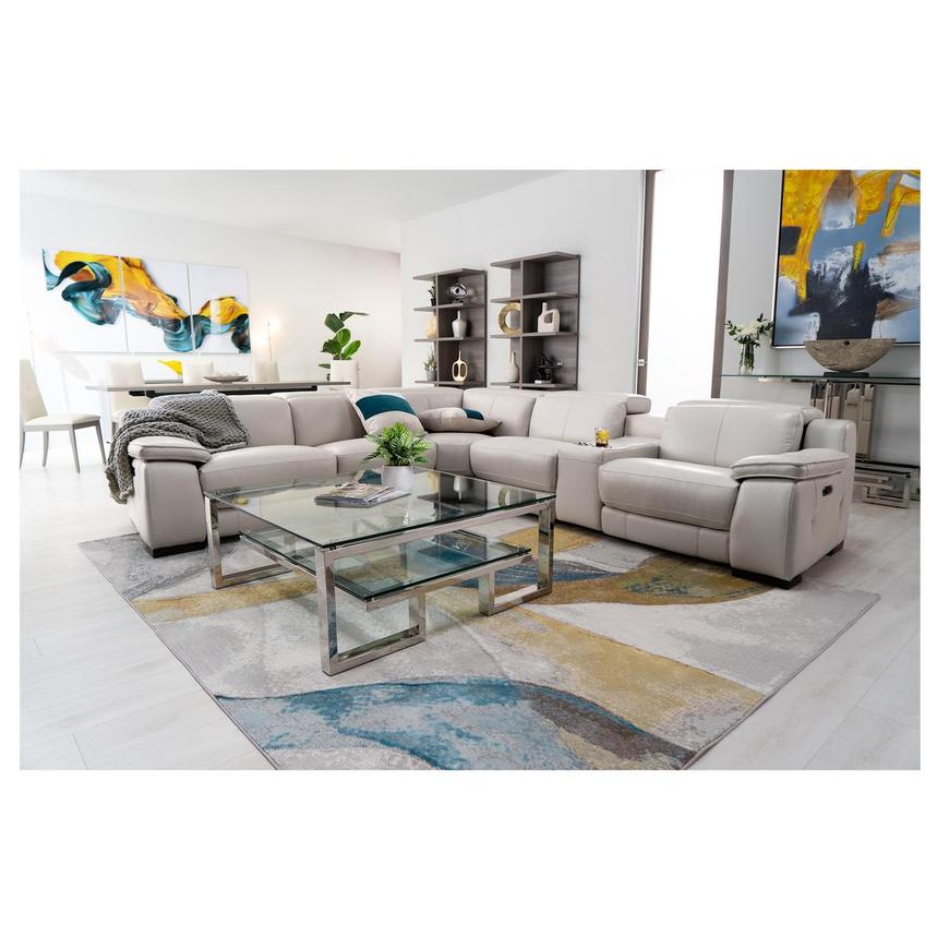 Gian Marco Light Gray Leather Power Reclining Sectional with 6PCS/2PWR  alternate image, 2 of 8 images.