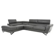 Sparta Gray Leather Corner Sofa w/Left Chaise  alternate image, 3 of 12 images.