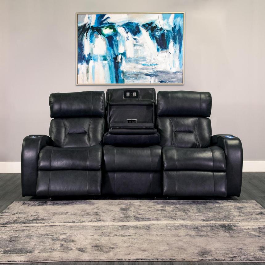 Gio Gray Leather Power Reclining Sofa  alternate image, 2 of 16 images.