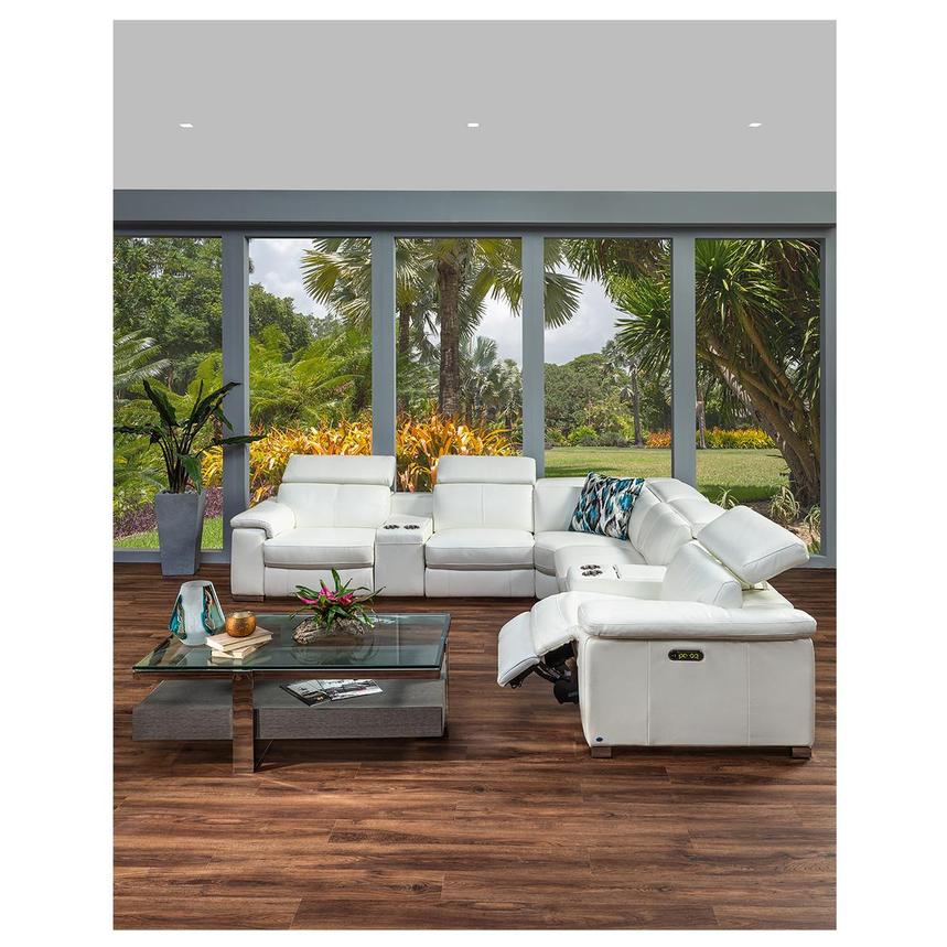 Charlie White Leather Power Reclining Sectional with 5PCS/3PWR El