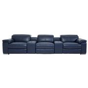 Charlie Blue Home Theater Leather Seating with 5PCS/2PWR  main image, 1 of 13 images.