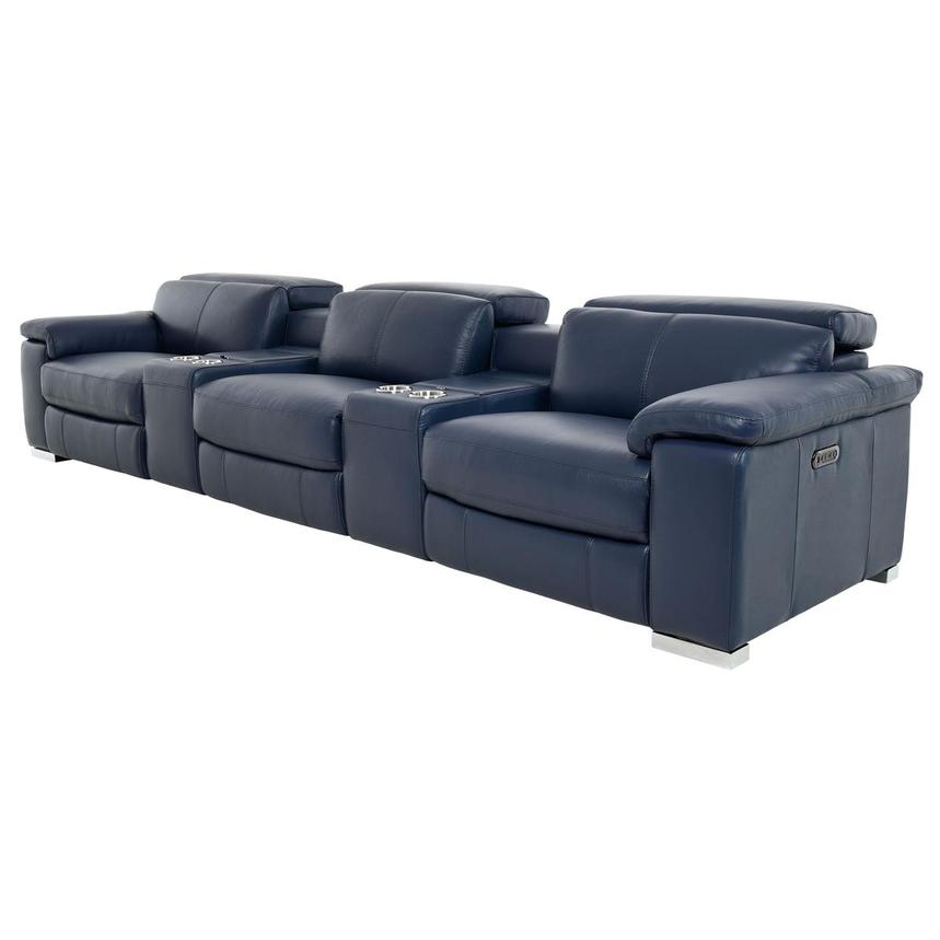 Charlie Blue Home Theater Leather Seating with 5PCS/3PWR  alternate image, 3 of 13 images.