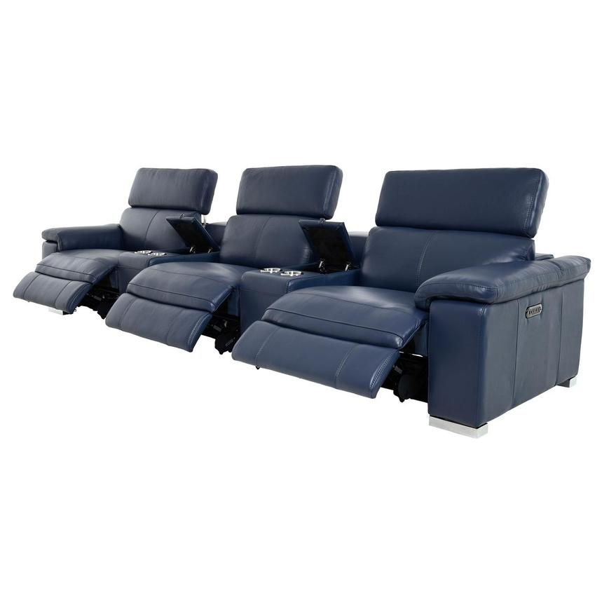 Charlie Blue Home Theater Leather Seating with 5PCS/3PWR  alternate image, 4 of 13 images.