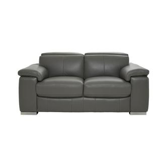 Charlie Gray Leather Loveseat