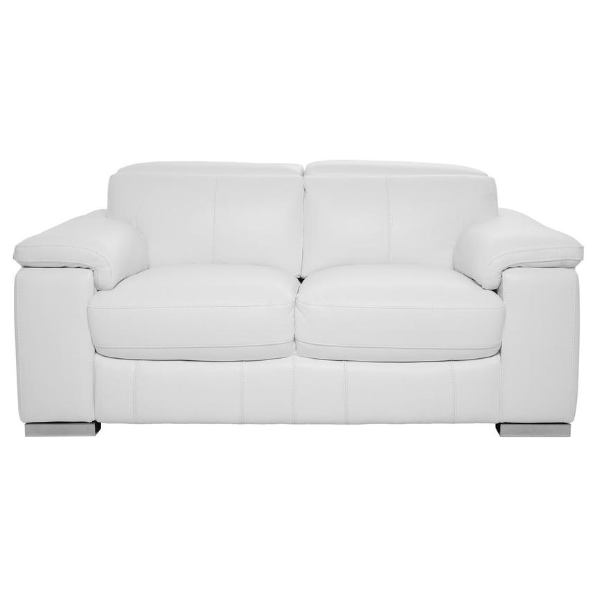 Charlie White Leather Loveseat  main image, 1 of 10 images.