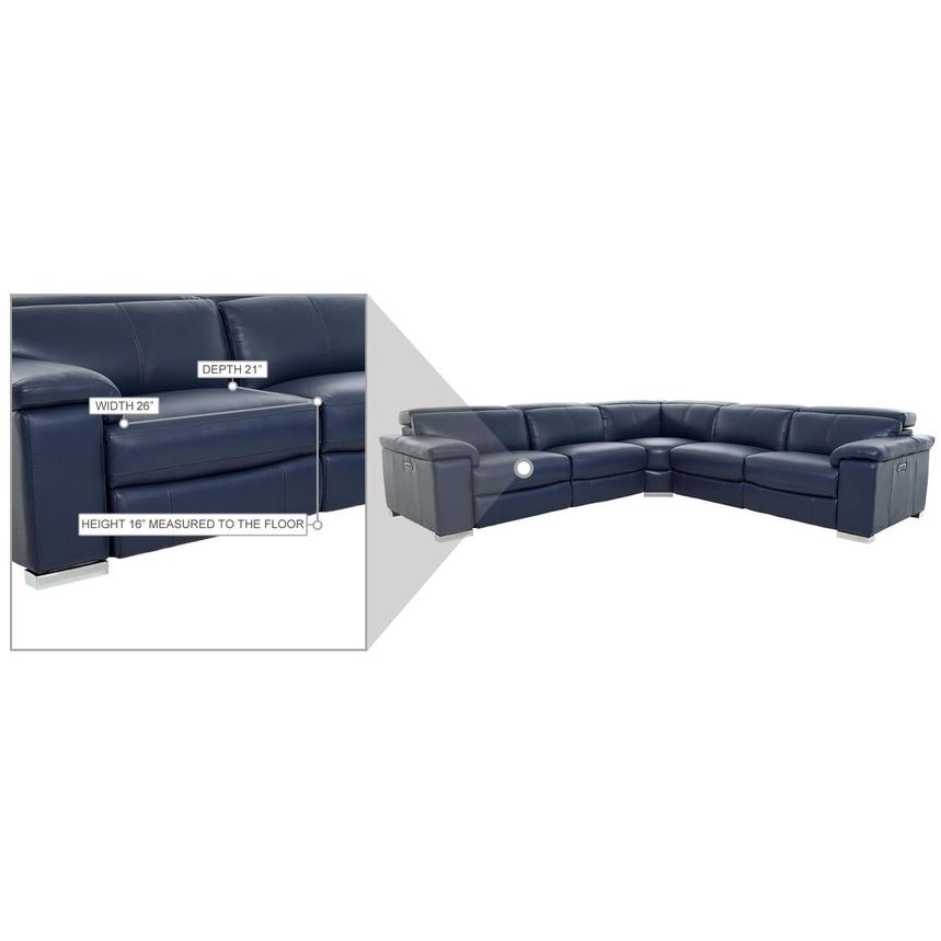 Charlie Blue Leather Power Reclining Sectional with 5PCS/2PWR  alternate image, 11 of 11 images.
