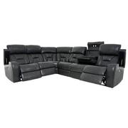 Gio Gray Leather Power Reclining Sectional with 6PCS/3PWR  alternate image, 2 of 18 images.
