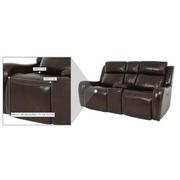 Jake Brown Leather Power Reclining Sofa w/Console  alternate image, 15 of 15 images.