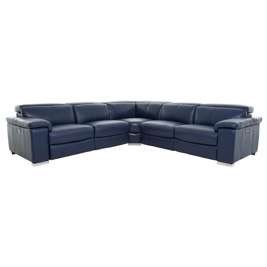 Charlie Blue Leather Power Reclining Sectional with 5PCS/3PWR main image, 1 of 11 images.