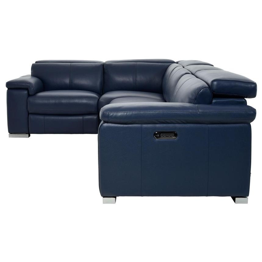 Charlie Blue Leather Power Reclining Sectional with 4PCS/2PWR alternate image, 4 of 11 images.
