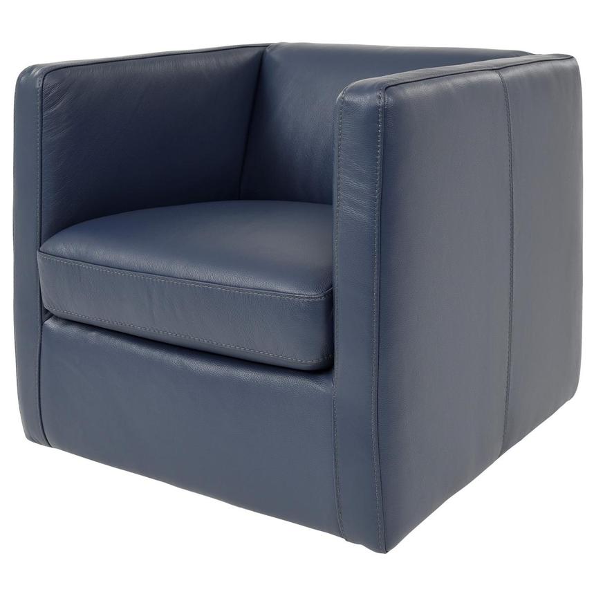 Cute Blue Leather Accent Chair w/2 Pillows  alternate image, 4 of 11 images.