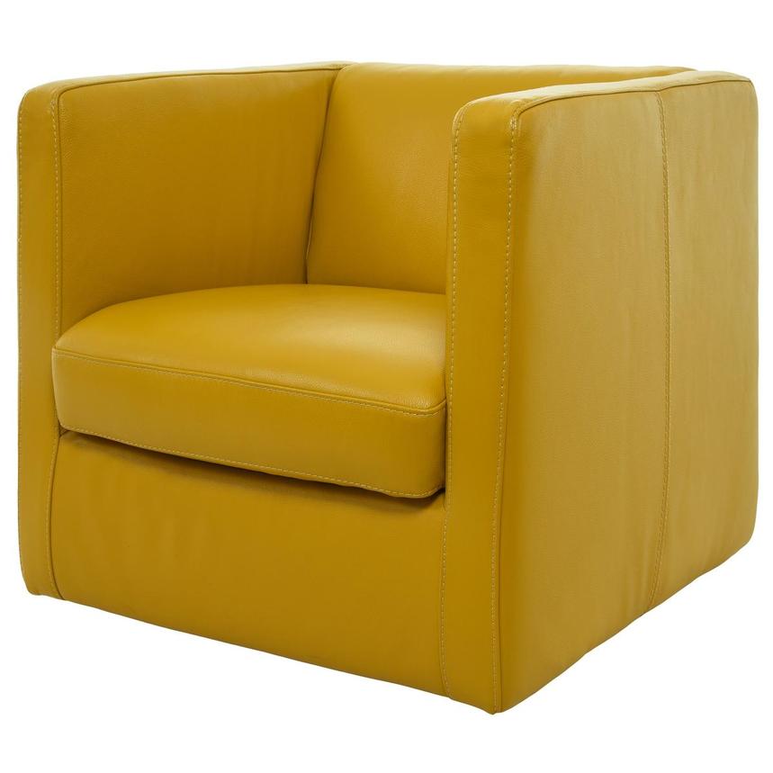 Cute Yellow Leather Accent Chair w/2 Pillows  alternate image, 4 of 11 images.