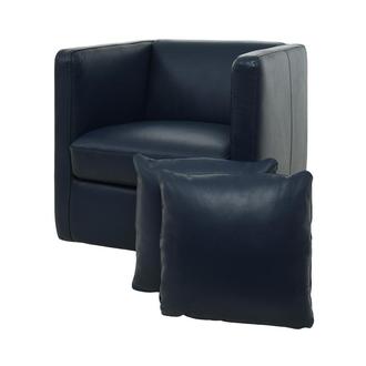 Cute Blue Leather Swivel Chair w/2 Pillows
