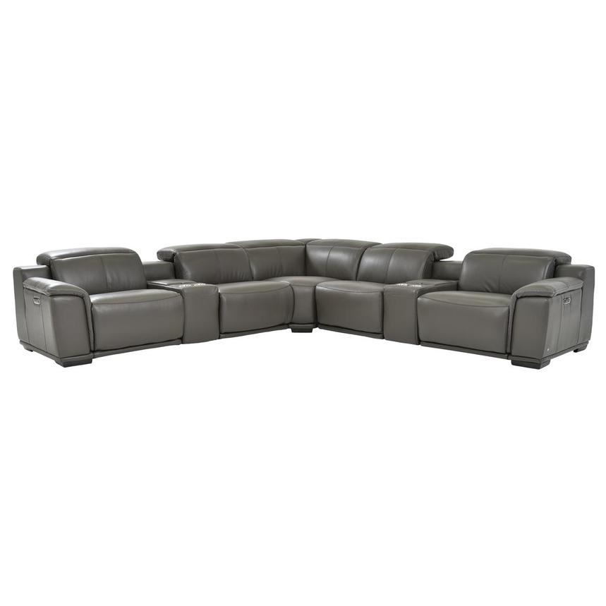 Davis 2.0 Dark Gray Leather Power Reclining Sectional with 7PCS/3PWR  main image, 1 of 9 images.