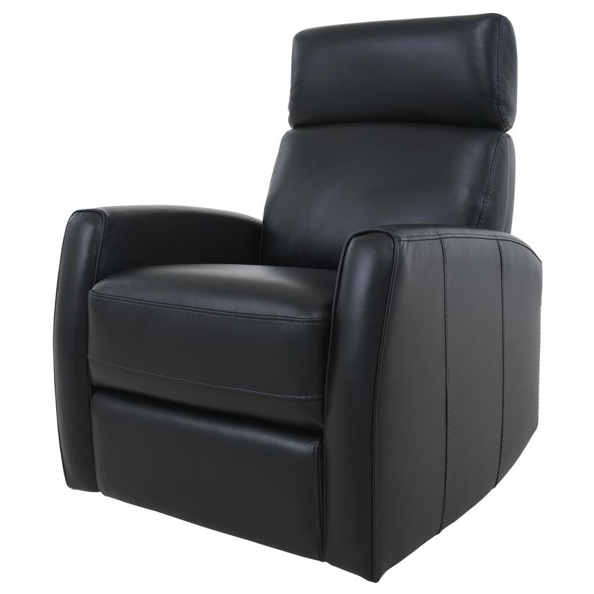 Lucca Black Leather Power Recliner  alternate image, 2 of 10 images.