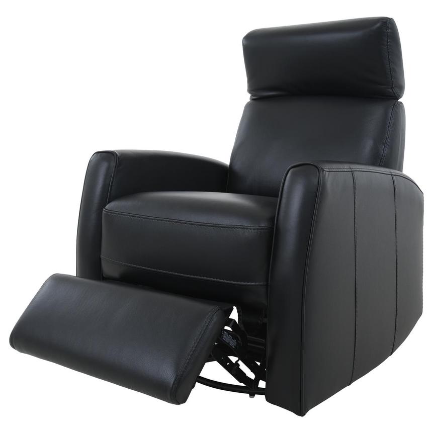 Lucca Black Leather Power Swivel Glider Recliner alternate image, 3 of 10 images.