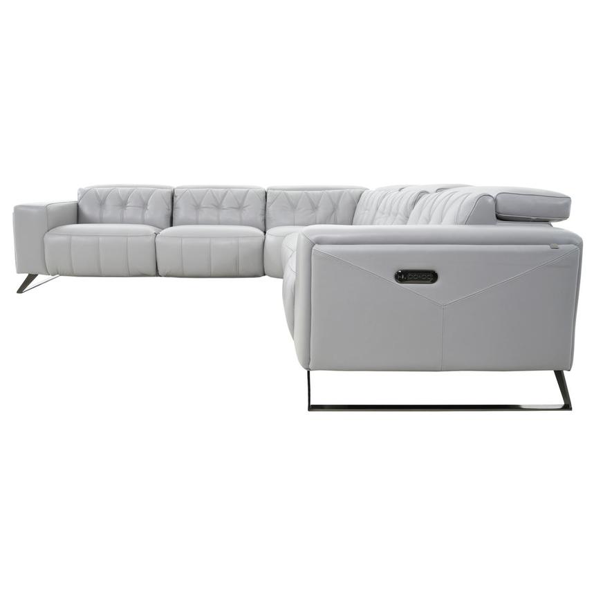 Anchi Silver Leather Power Reclining Sectional with 5PCS/3PWR  alternate image, 5 of 12 images.