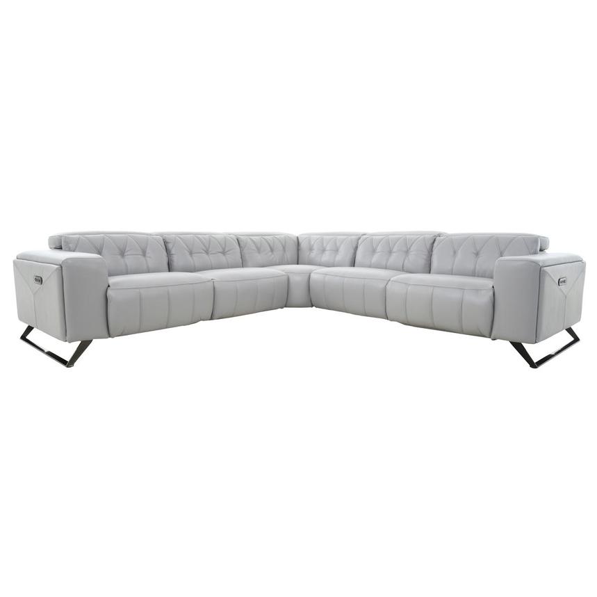 Anchi Silver Leather Power Reclining Sectional with 5PCS/3PWR main image, 1 of 11 images.