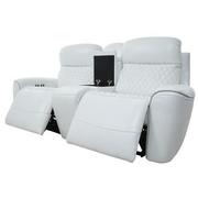 Softee White Power Reclining Leather Sofa w/Console  alternate image, 3 of 22 images.