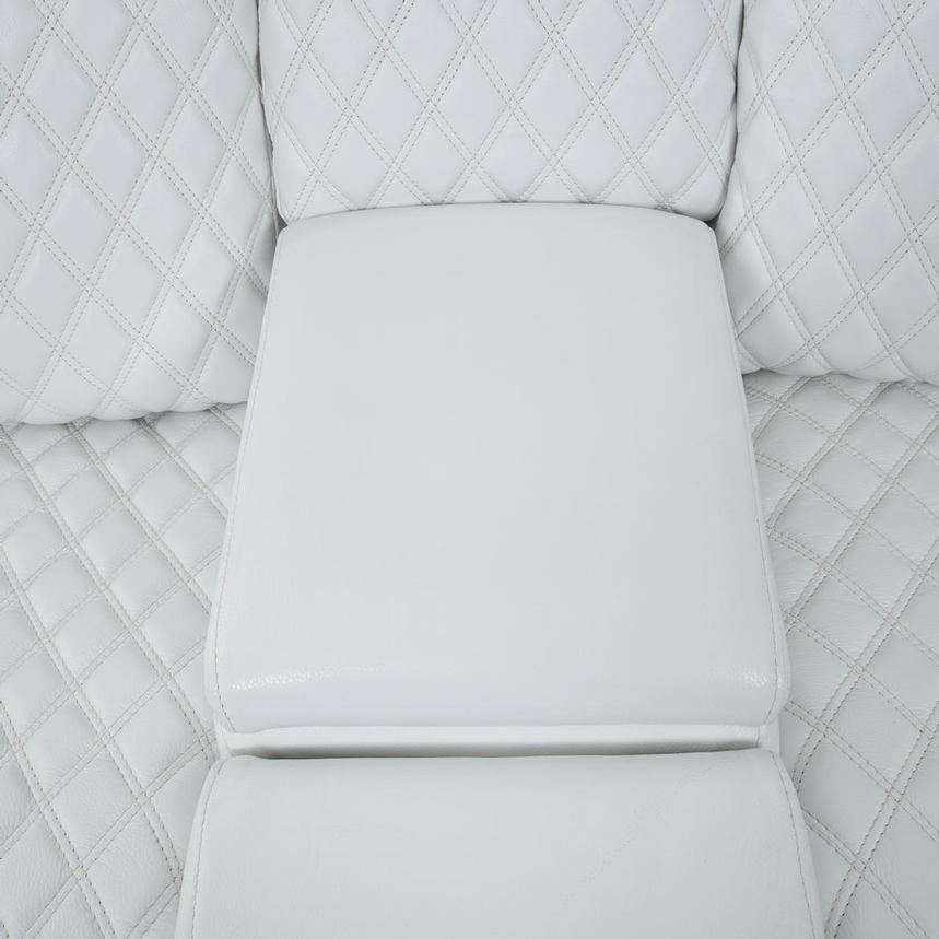 Softee White Power Reclining Leather Sofa w/Console  alternate image, 9 of 22 images.