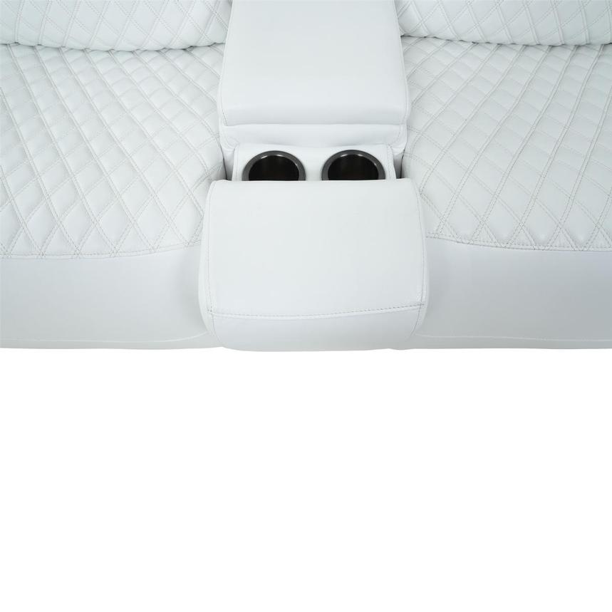 Softee White Power Reclining Leather Sofa w/Console  alternate image, 15 of 22 images.