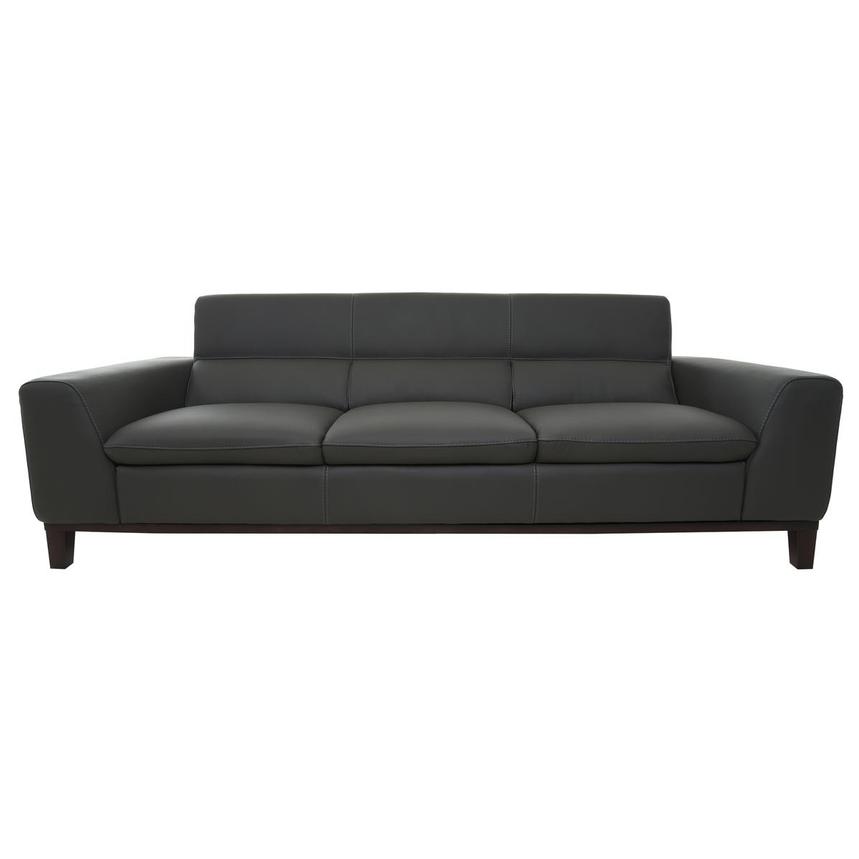 Milani Dark Gray Leather Sofa  main image, 1 of 10 images.