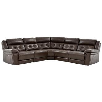 Stallion Brown Leather Power Reclining Sectional with 5PCS/2PWR
