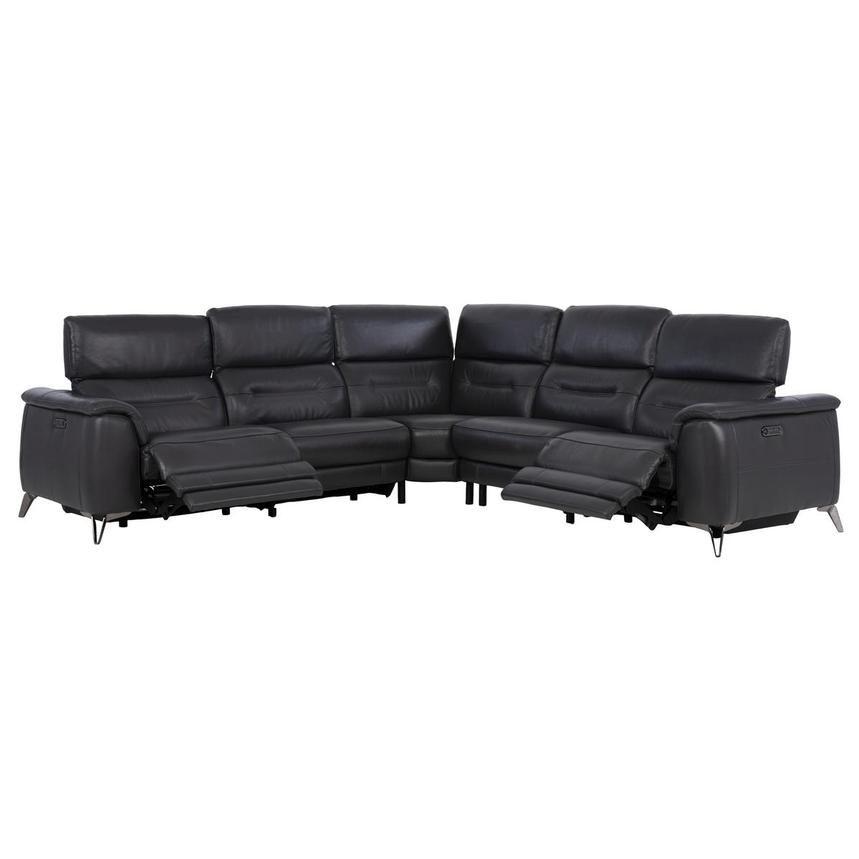 Anabel Gray Leather Power Reclining Sectional with 5PCS/2PWR  alternate image, 3 of 11 images.