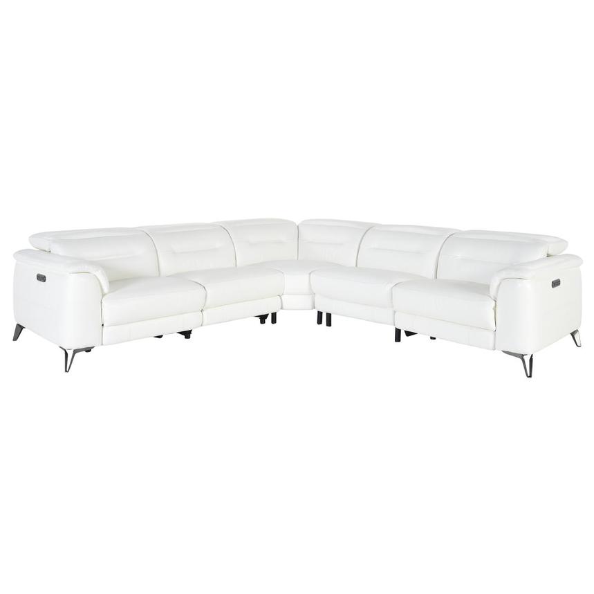 Anabel White Leather Power Reclining Sectional with 5PCS/2PWR  main image, 1 of 5 images.