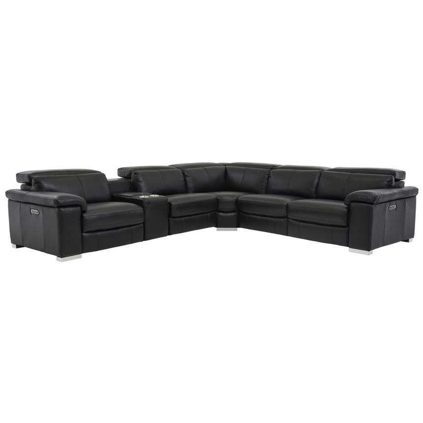 Charlie Black Leather Power Reclining Sectional with 6PCS/2PWR  main image, 1 of 10 images.