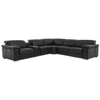 Charlie Black Leather Power Reclining Sectional with 6PCS/2PWR