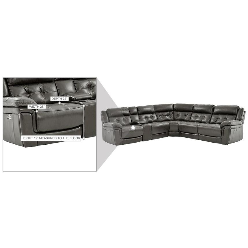 Stallion Gray Leather Power Reclining Sectional with 6PCS/2PWR  alternate image, 10 of 10 images.
