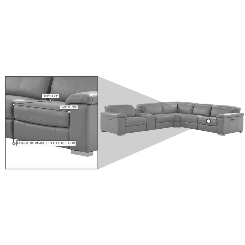Charlie Light Gray Leather Power Reclining Sectional with 6PCS/2PWR alternate image, 16 of 16 images.
