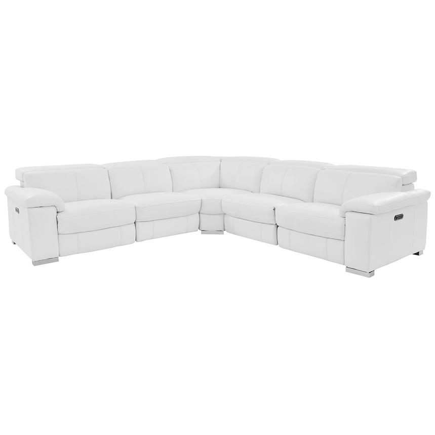 Charlie White Leather Power Reclining Sectional with 5PCS/2PWR  main image, 1 of 10 images.