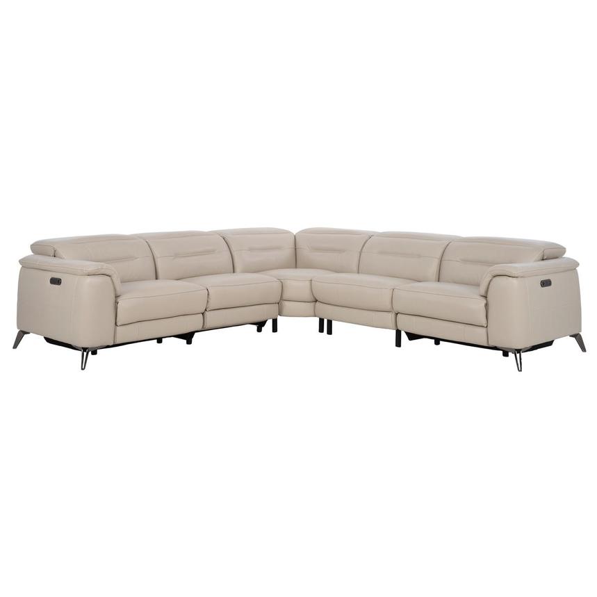 Anabel Cream Leather Power Reclining Sectional with 5PCS/2PWR  main image, 1 of 10 images.